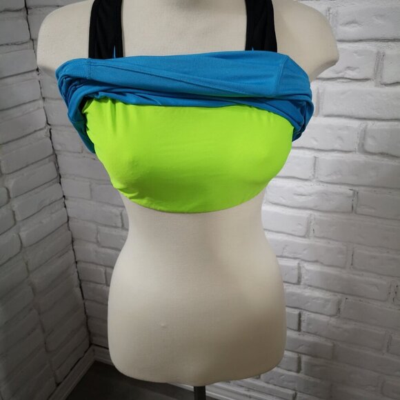 Moret Ultra Speed-Dri Ladies Size Large Blue Black & Lime Racer Back Top - Picture 5 of 9